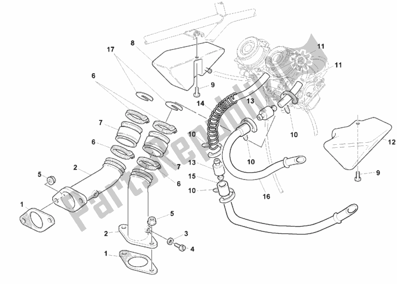 All parts for the Intake Manifold of the Ducati Monster 900 City 1999